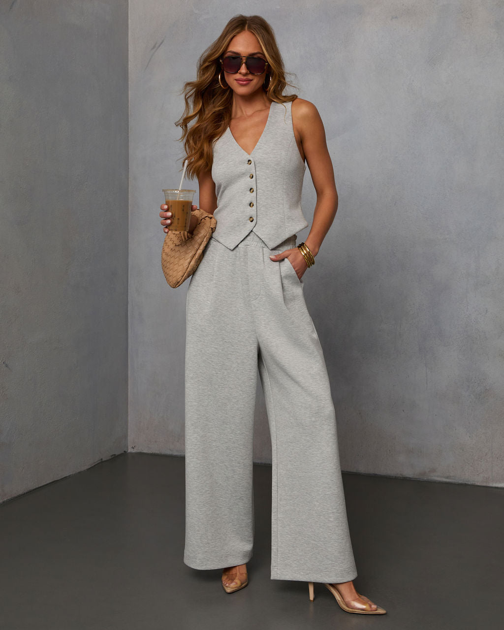 Sage Sleeveless Button Down Vest