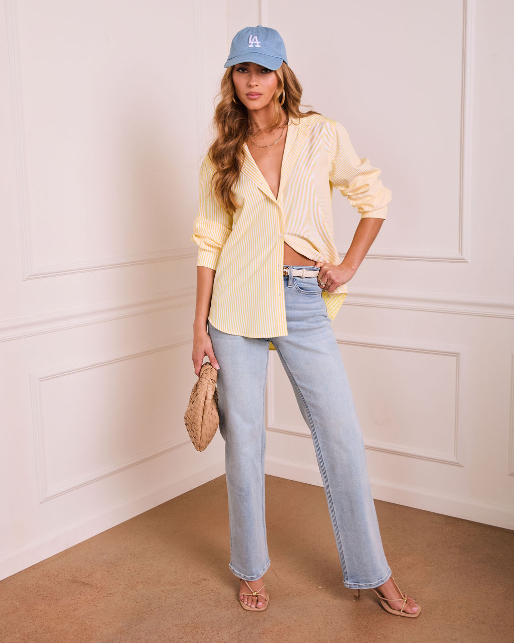 Casual Poise Striped Button Down Top