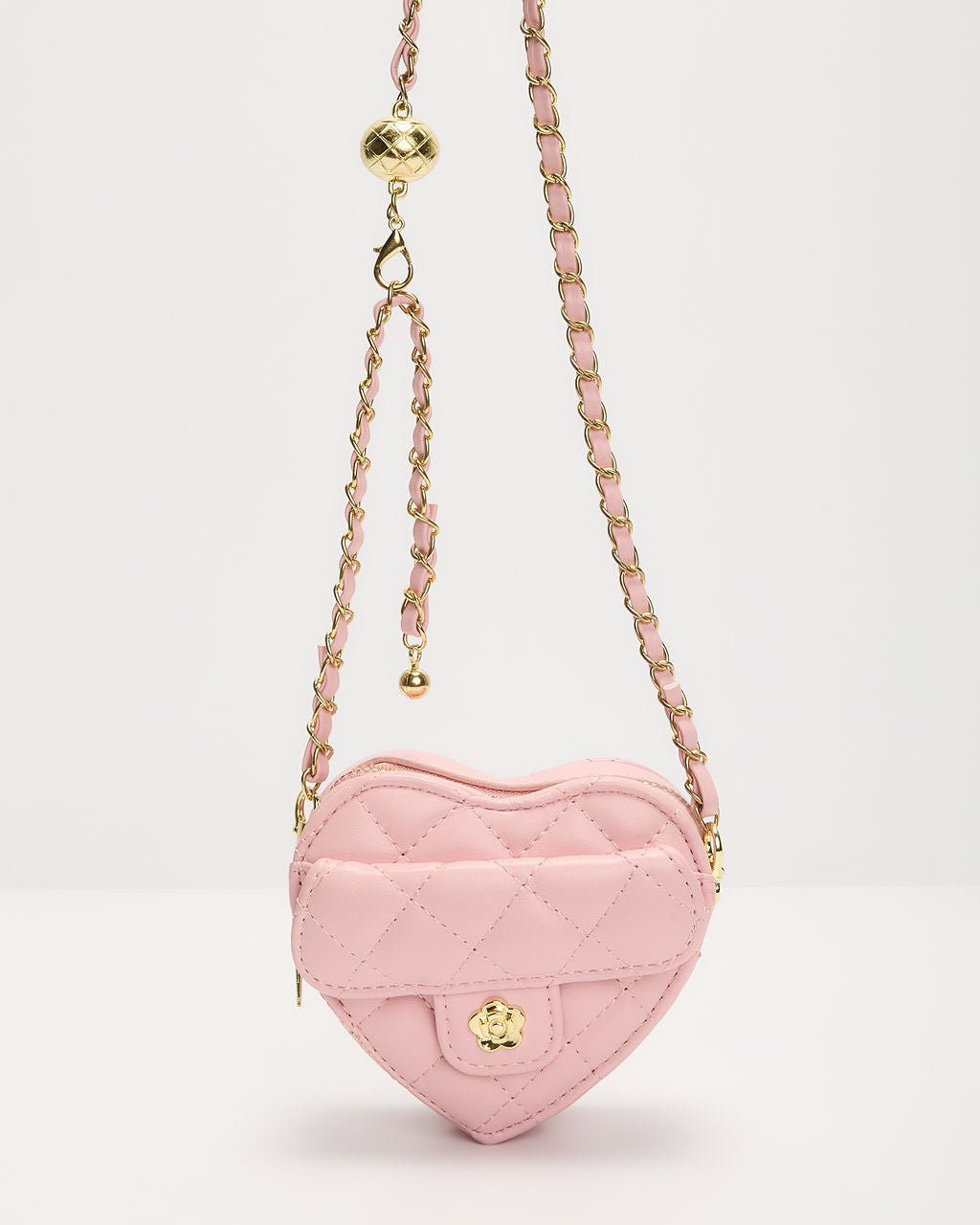 Love You Too Quilted Heart Shaped Crossbody Bag