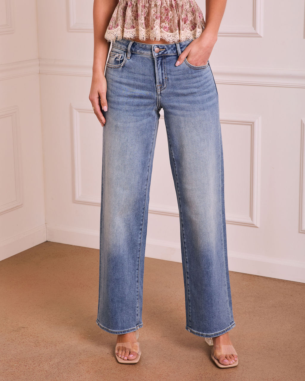 Tisla Super Stretch Mid Rise Straight Leg Jeans