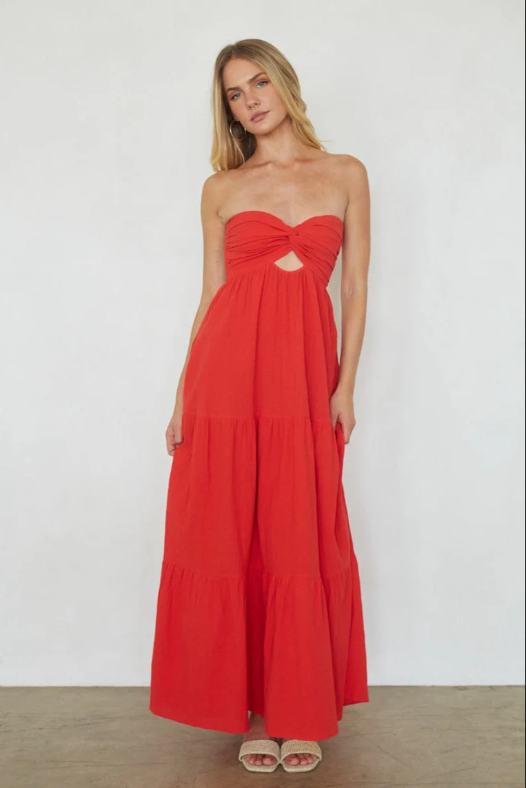 Della Twist Linen Maxi Dress
