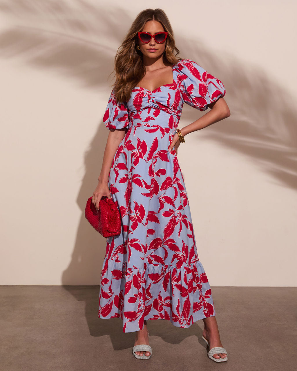 Elisson Floral Puff Sleeve Maxi Dress