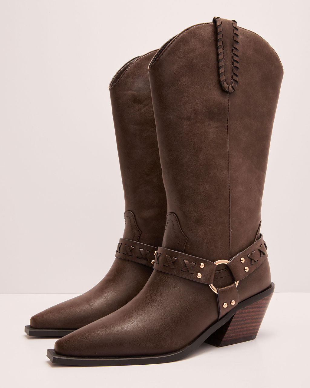 Echo Canyon Vegan Leather Western Buckle Boots
