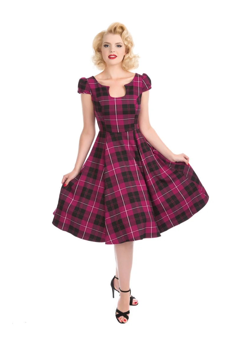 Purple Plaid Swing Dress