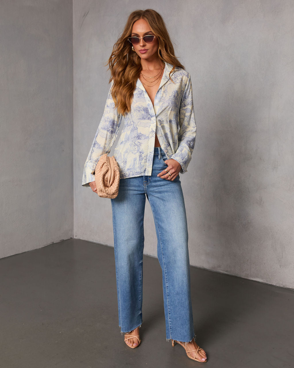 Marisette Novelty Button Down Top
