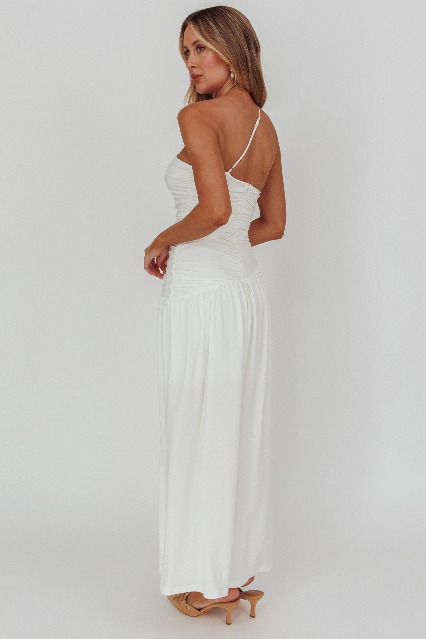 Destination One-Shoulder Maxi Dress White