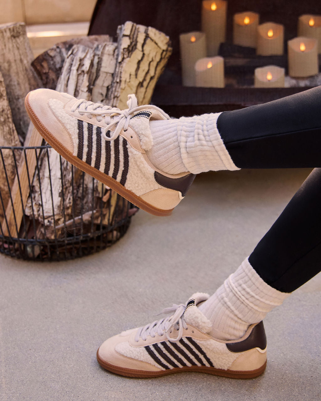 Emison Striped Shearling Sneakers