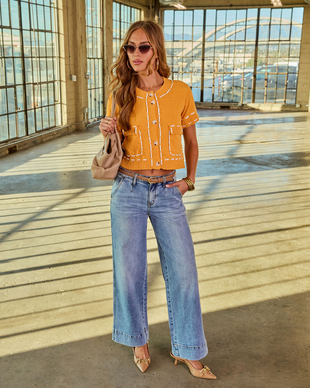 Kelton Stretch High Rise Wide Leg Jeans