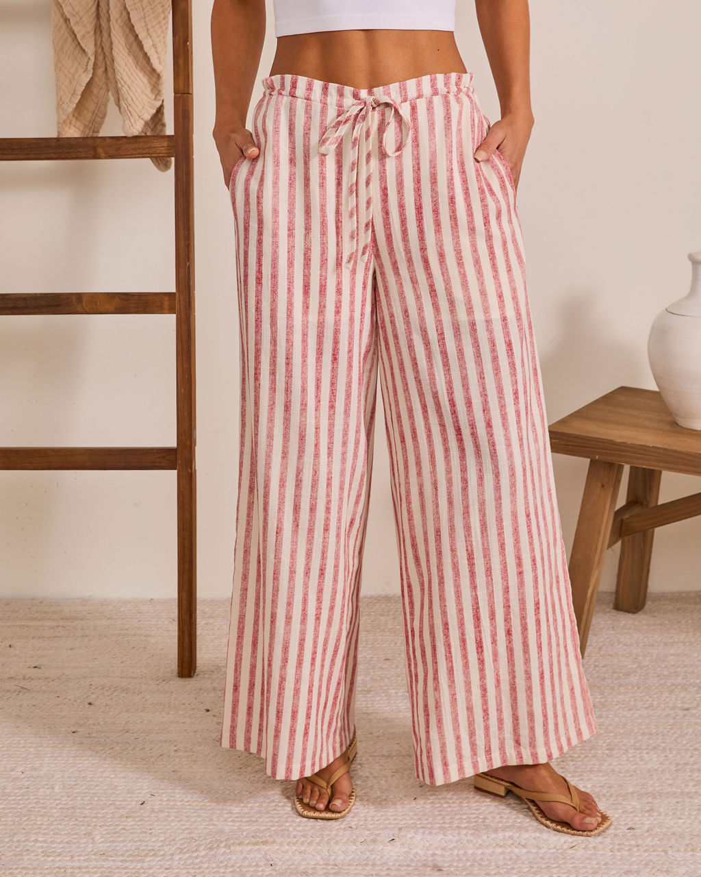 Arinah Striped Wide Leg Drawstring Pant