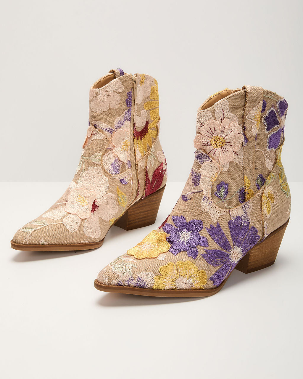 Sandrine Embroidered Floral Booties