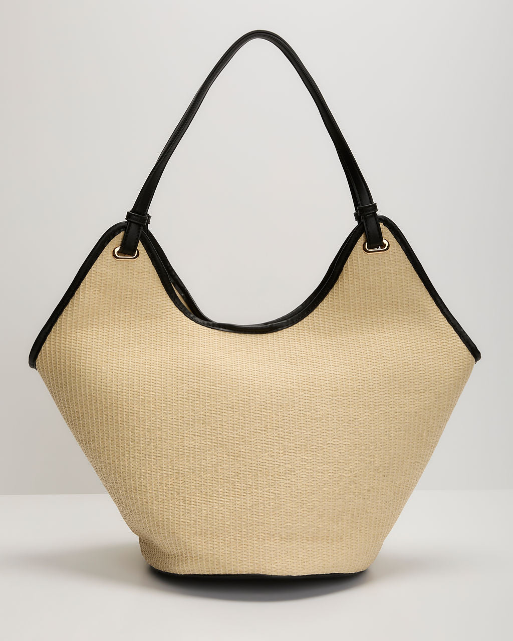 Edien Contrast Trim Straw Tote Bag
