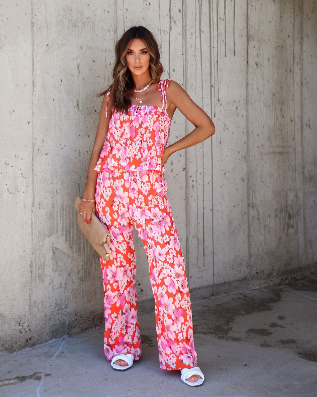 Jemma Floral Chiffon Plisse Pants