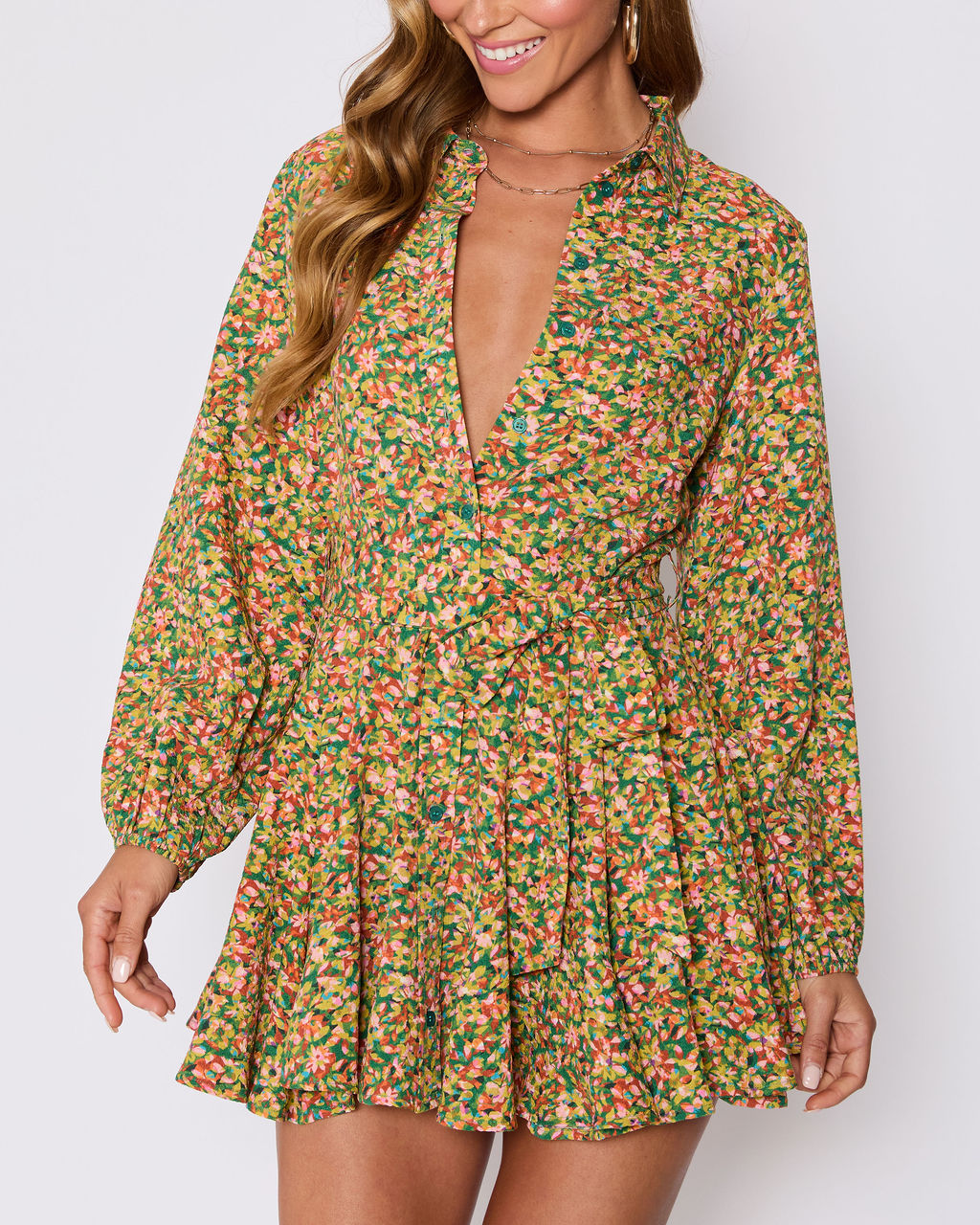 Fiona Floral Button Down Mini Dress