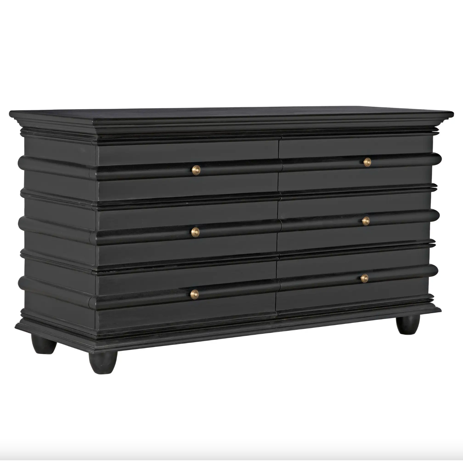 Ascona 6-Drawer Chest, Hand Rubbed Black