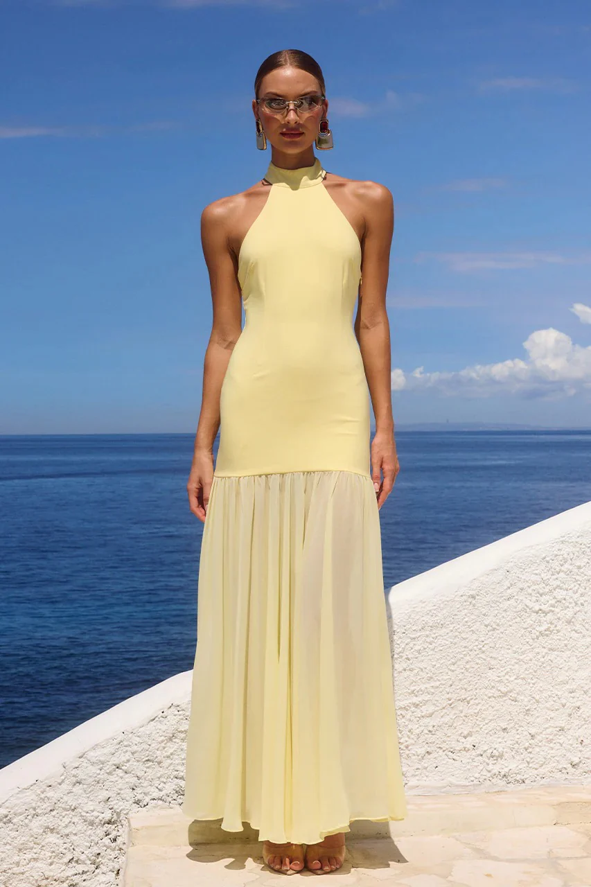 Yazmin Halter Maxi Dress - Butter