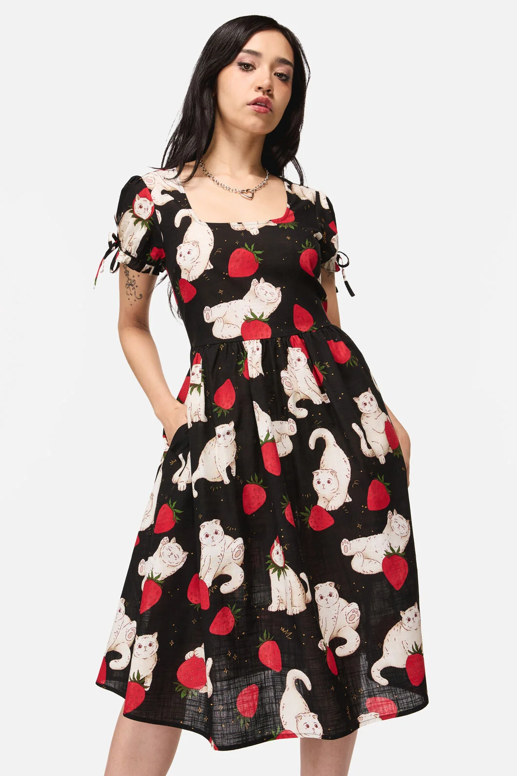 Strawberry Cat Repeat Dress