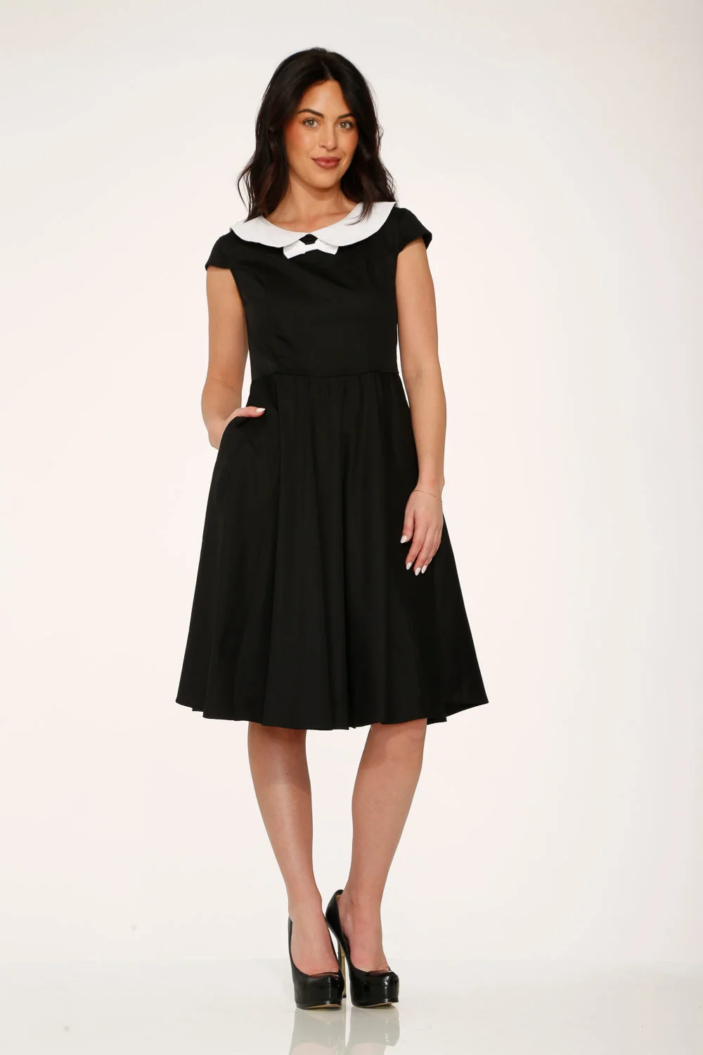 Black & White Collar Swing Dress