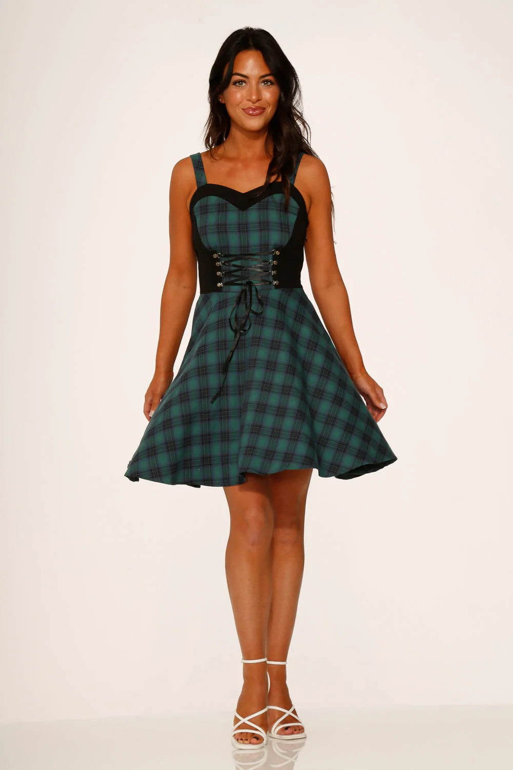 Green Plaid Swing Dress
