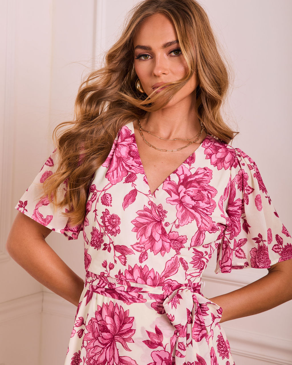 Eternal Bloom Floral Wrap Midi Dress