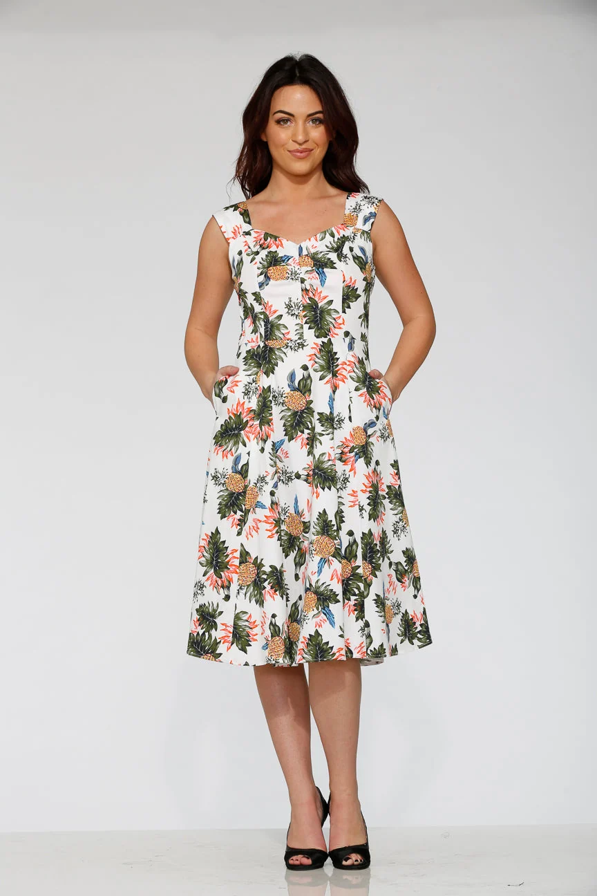 White Hawaiian Swing Dress