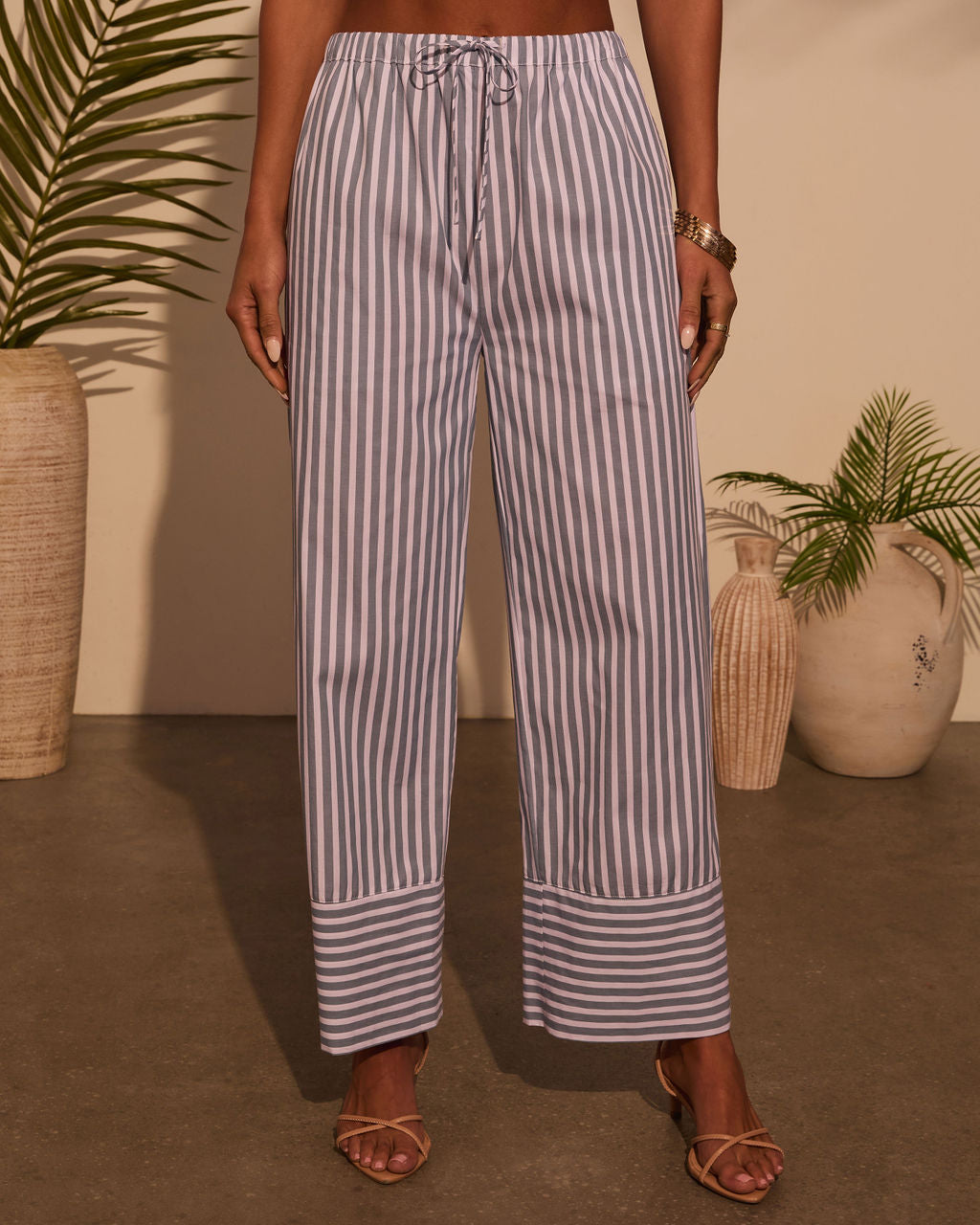 Jailen Striped Waist Tie Pants