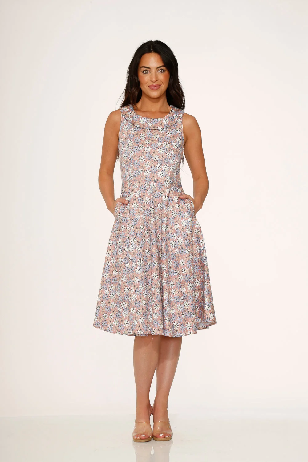 Pink Daisy Floral Swing Dress