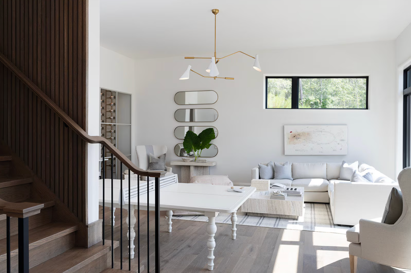 Spyder White & Brass Chandelier