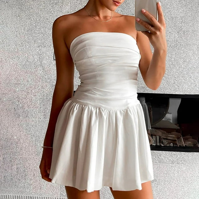 Off-Shoulder Sleeveless Casual Midi Dress for Women