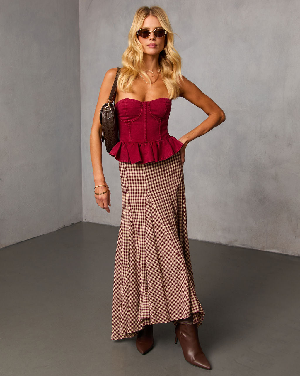 Rylin Gingham Maxi Skirt