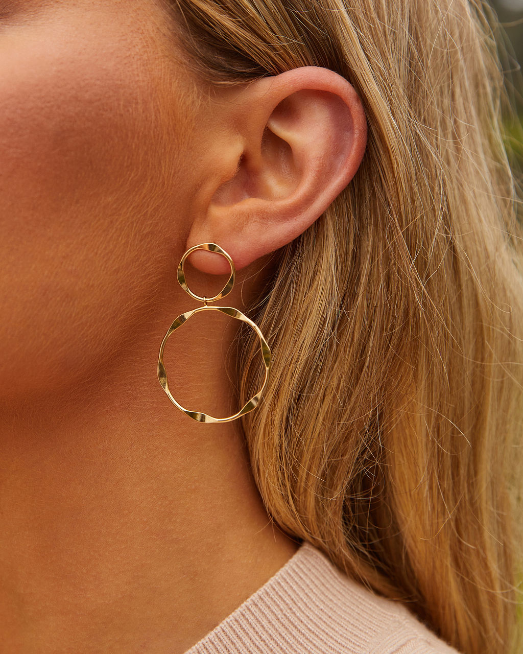 Livia Textured Circle Drop Earrings
