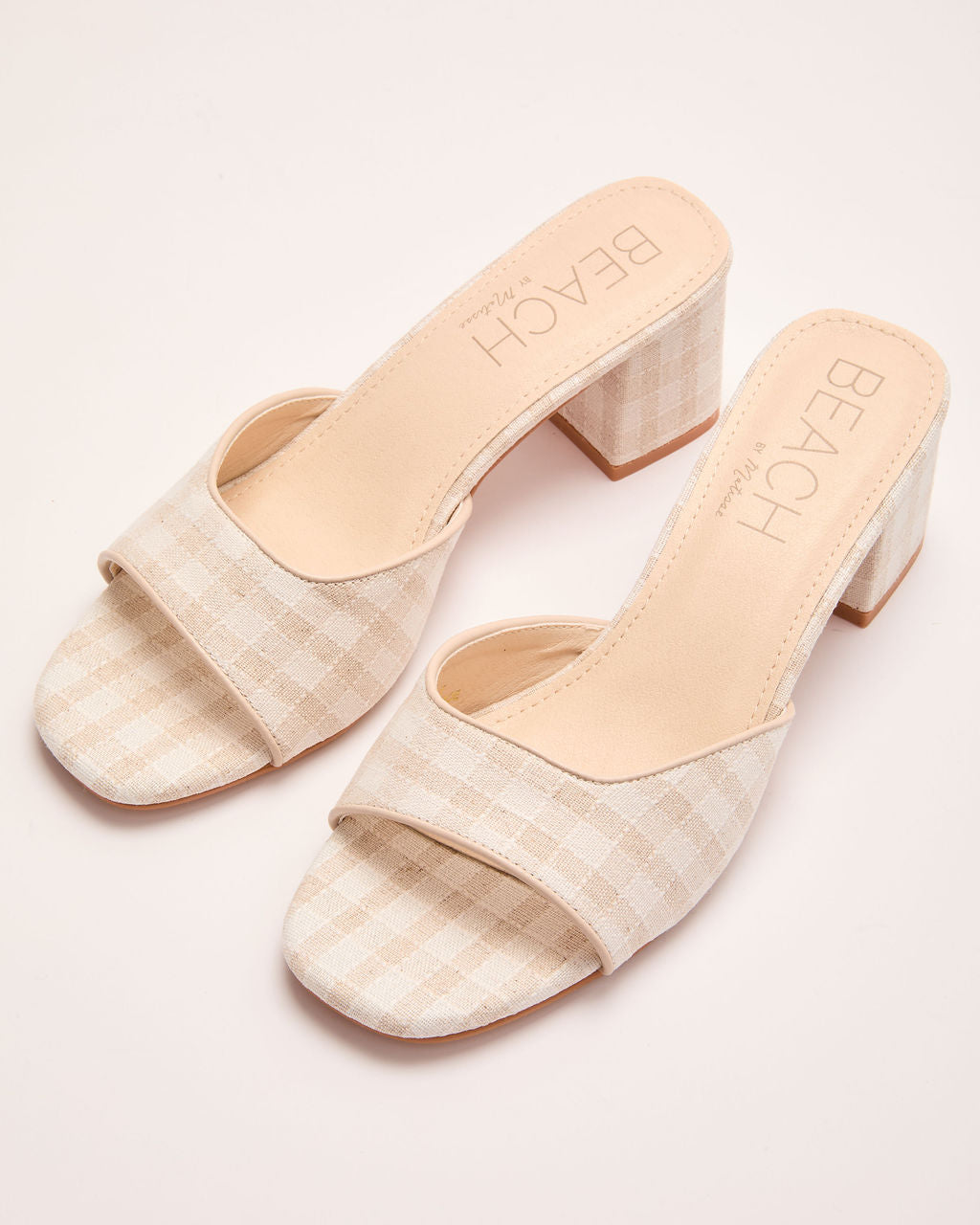 Kristie Gingham Print Heeled Mule