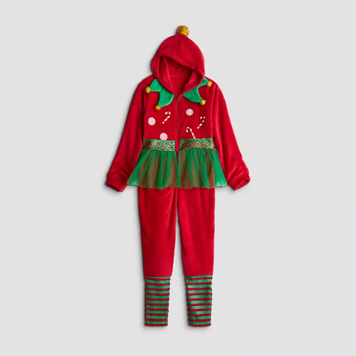 Degrees Holiday Candy Cane Hooded One-Piece Outfit