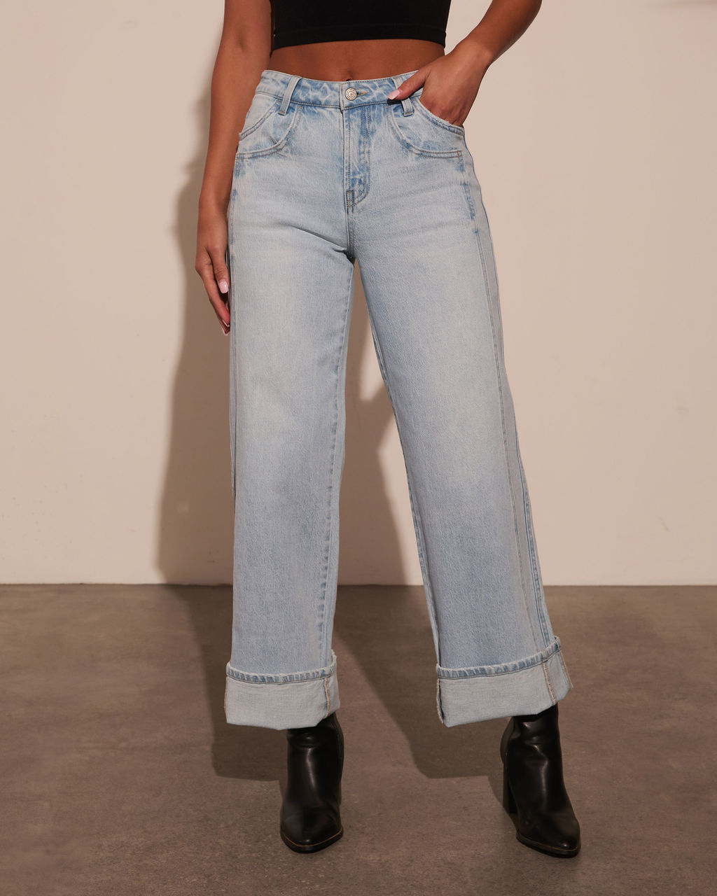 Stevenson Stretch Mid Rise Wide Leg Cropped Denim