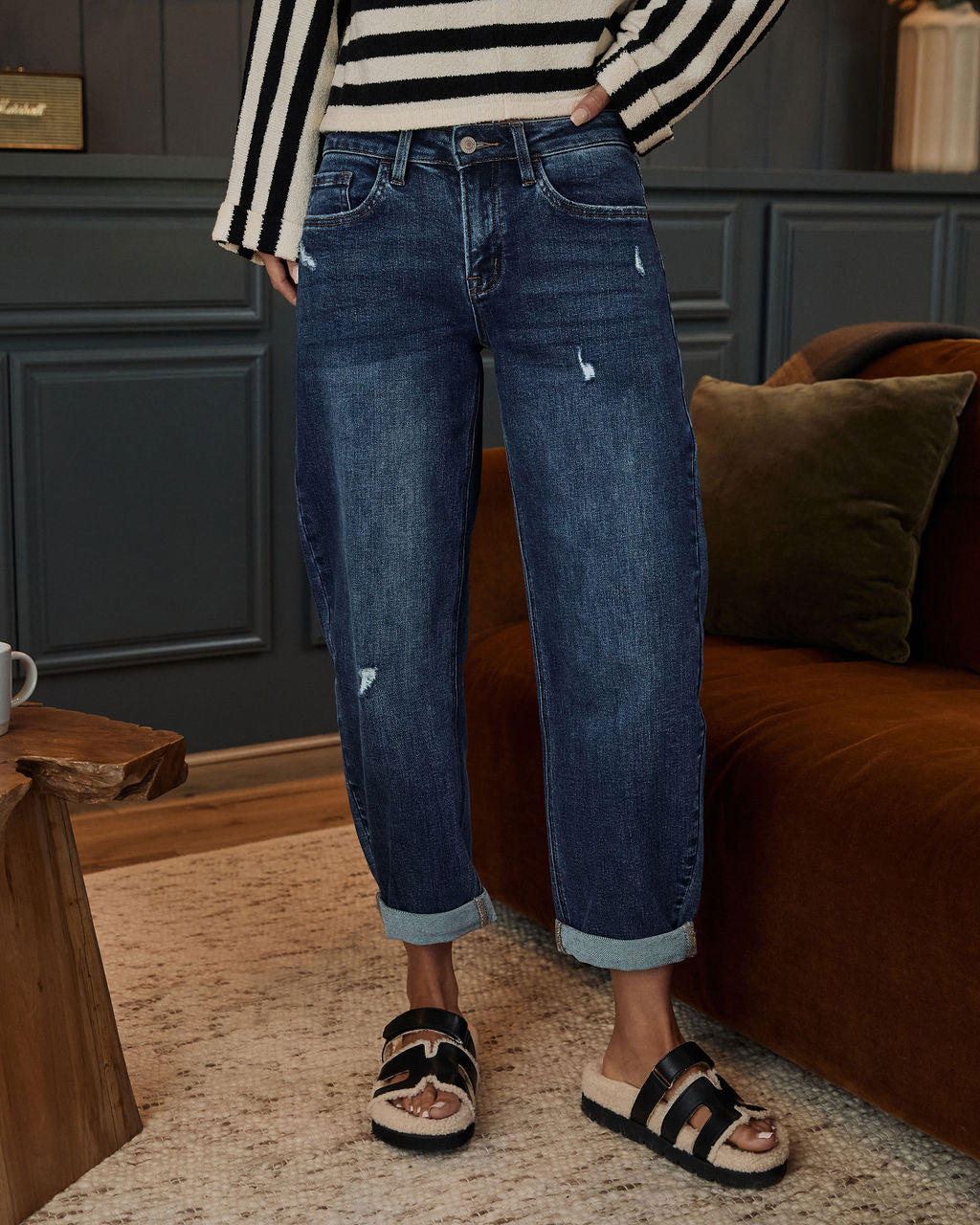 Tawnie Stretch Distressed Barrel Jeans