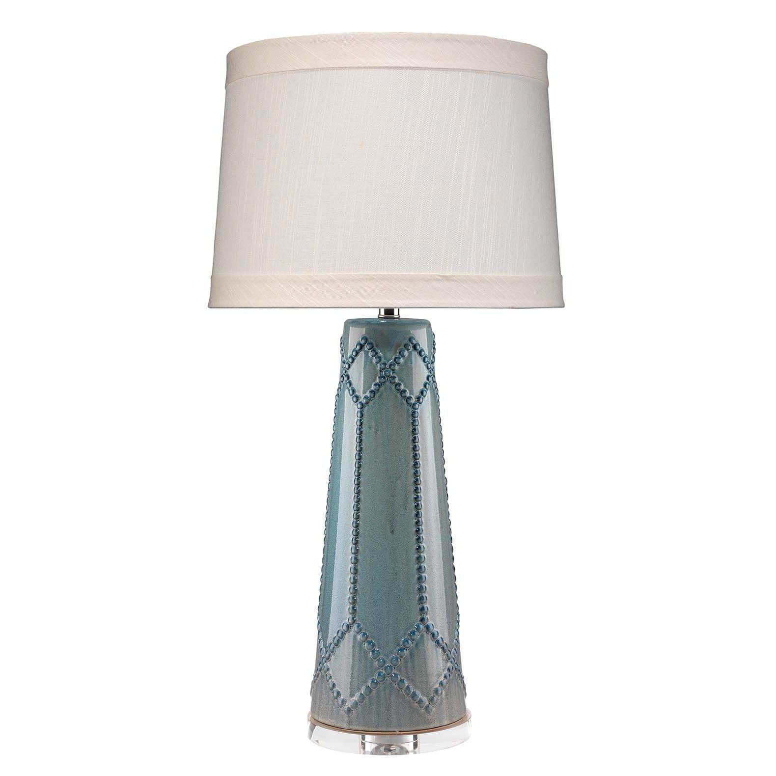 Hobnail Teal Ceramic Table Lamp