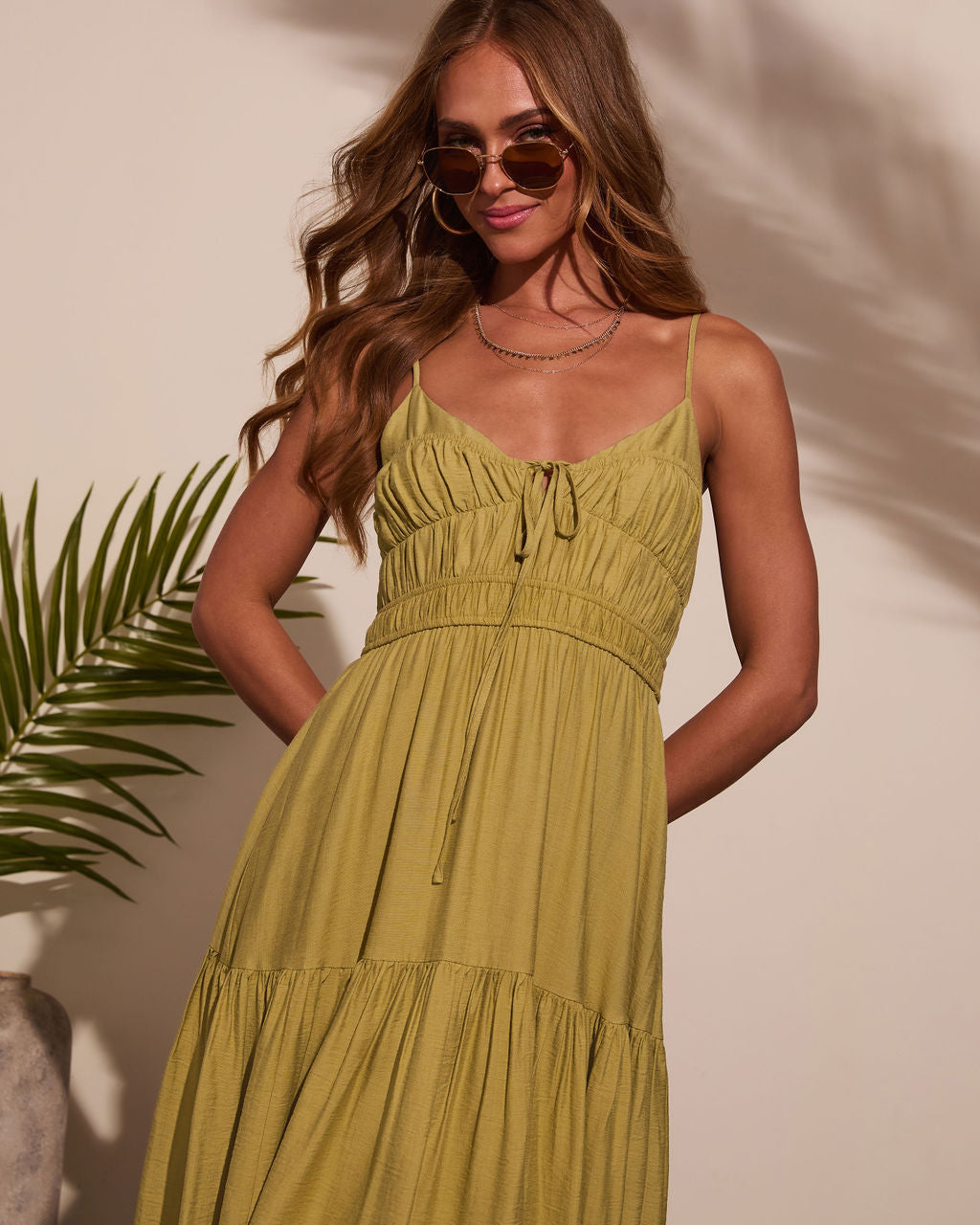 Riviera Romance Ruched Tiered Midi Dress