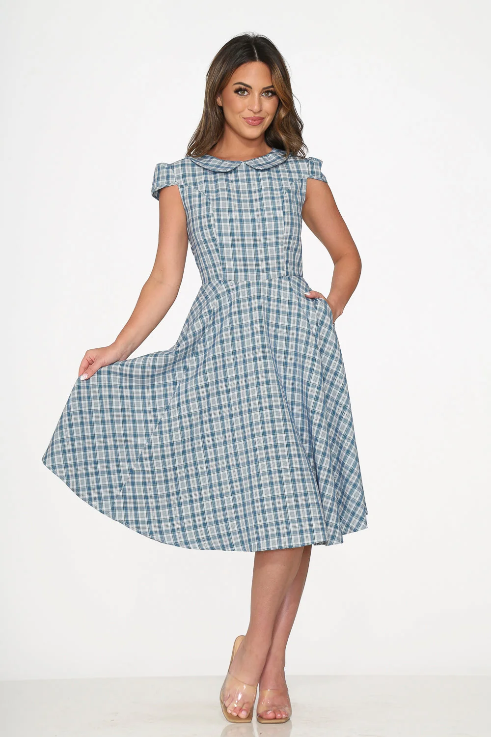Blue Plaid Swing Dress