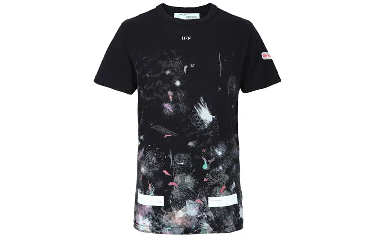 O-W Splash Ink Short Sleeve Loose Unisex Black OMAA002F176200179901