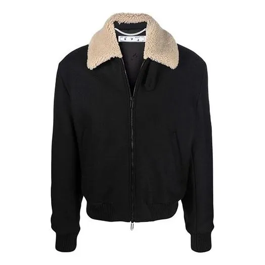 O-W lapel aviator Jacket Version Black OMEA294F21FAB0011000