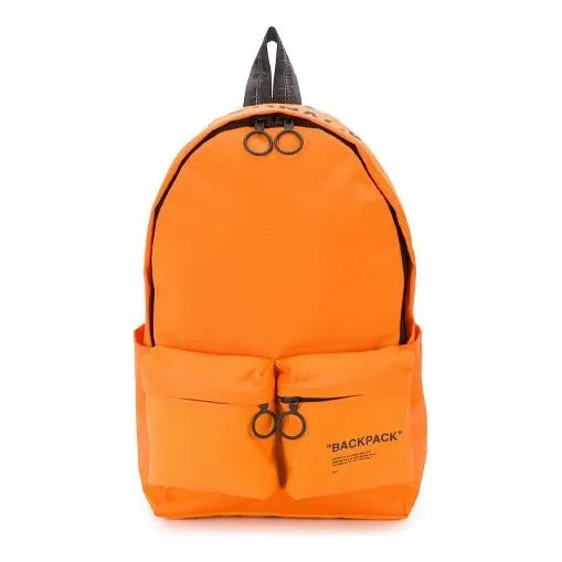 O-W 20 Slogan Alphabet Printing Industrial Style Multiple Pockets Backpack Schoolbag Orange OMNB003R205210381910
