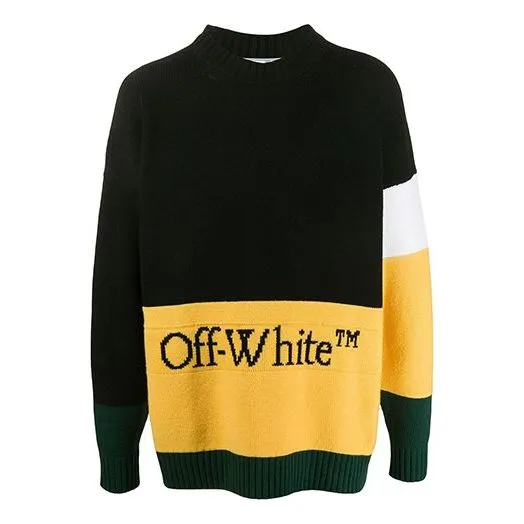 O-W Colorblock Alphabet Knit Black OMHE048E20KNI0011018