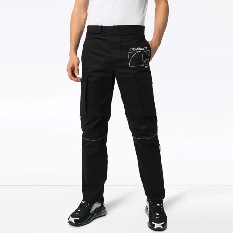 O-W Alphabet Pattern Detachable Casual Long Pants Ordinary Version Black OMCF014R20G480121001