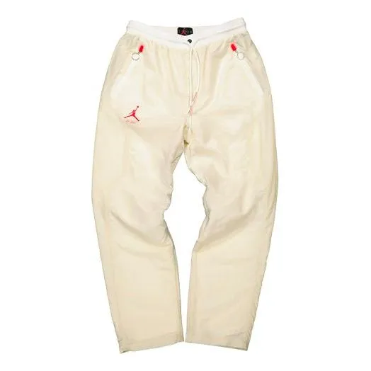 AJ x O-W Logo Printing Sports Long Pants 'Cream White' DB4250-233