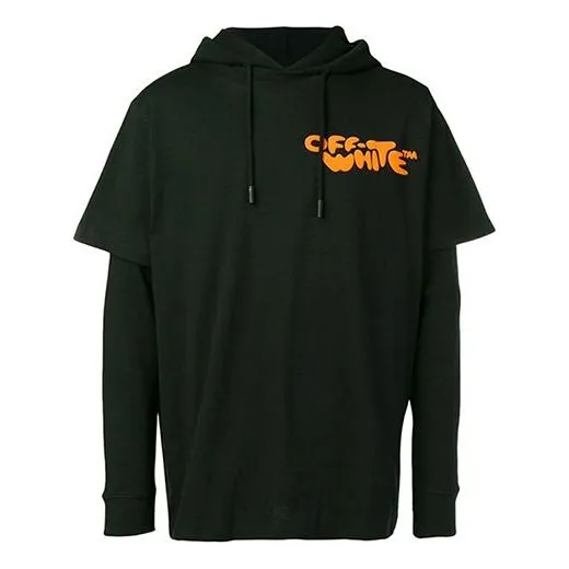 O-W Alphabet Printing Long Sleeves hoodie Black OMBB042R190030141019