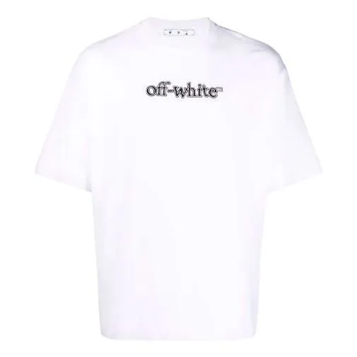 Men's O-W Logo Printing Pullover Short Sleeve Loose Fit White T-Shirt OMAA120F21JER0010110