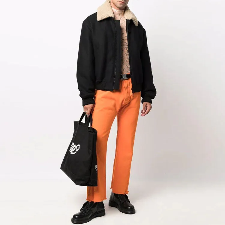 O-W lapel aviator Jacket Version Black OMEA294F21FAB0011000