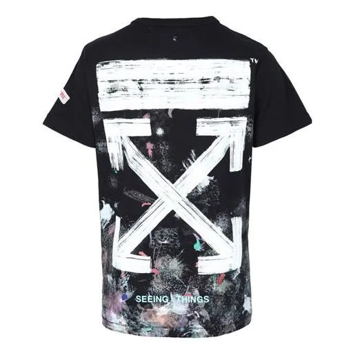 O-W Splash Ink Short Sleeve Loose Unisex Black OMAA002F176200179901