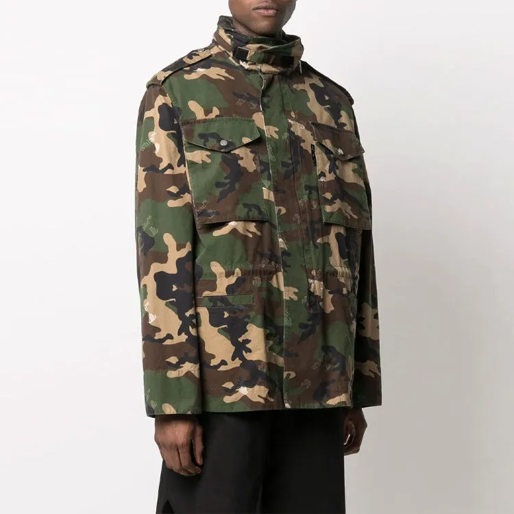 O-W SS21 Camouflage Printing Zipper aviator Jacket Version Green OMEL015S21FAB0015600