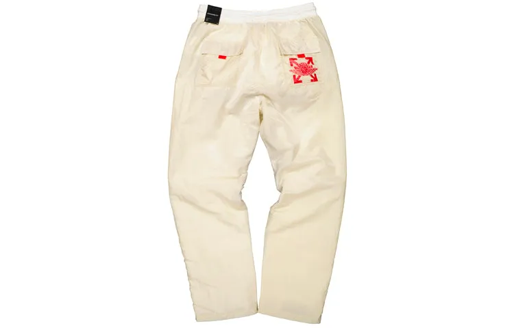 AJ x O-W Logo Printing Sports Long Pants 'Cream White' DB4250-233