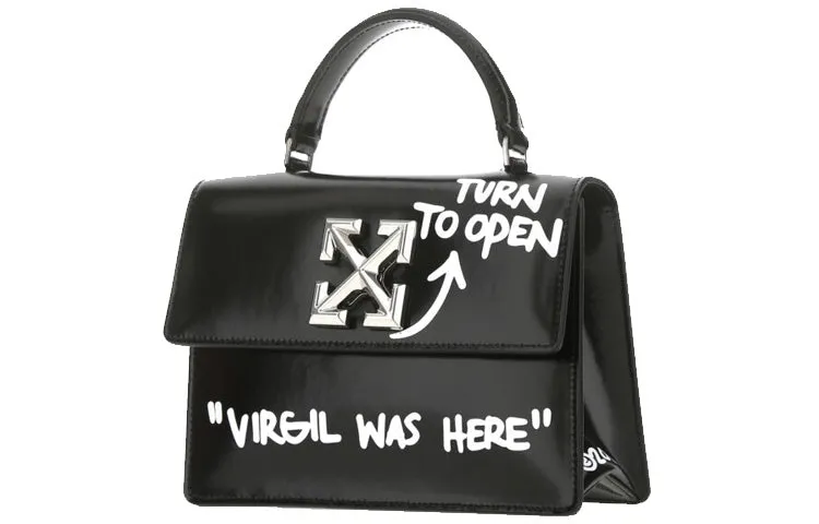 O-W Jitney 1.4 Series Metallic LOGO Cortex Virgil Graffiti Black Handbag OWNA092R21LEA0011001